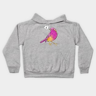 pink and yellow songbird Kids Hoodie